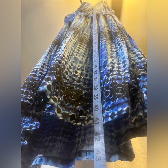 Spense Women Size 2X Plus Braided Empire Waist Blue & Black Print Knit Dress - Picture 4 of 7